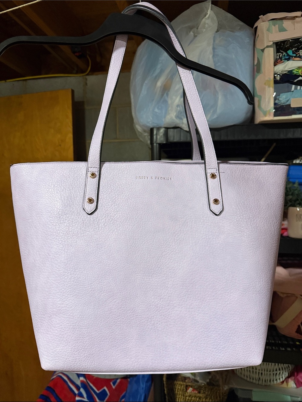 Poppy & Peonies Lilac Leather Laptop Tote